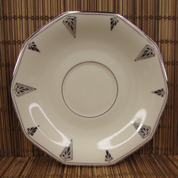 Vintage Art Deco Deauville 6" Saucer 10 Sided Cream Bavaria Community China Onei - Picture 4 of 6